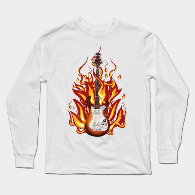 Fire Guitar Long Sleeve T-Shirt by nickemporium1